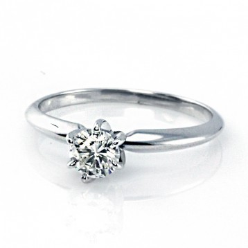 0.25CT Round Cut Diamond Solitaire Engagement Ring,  14K White Gold